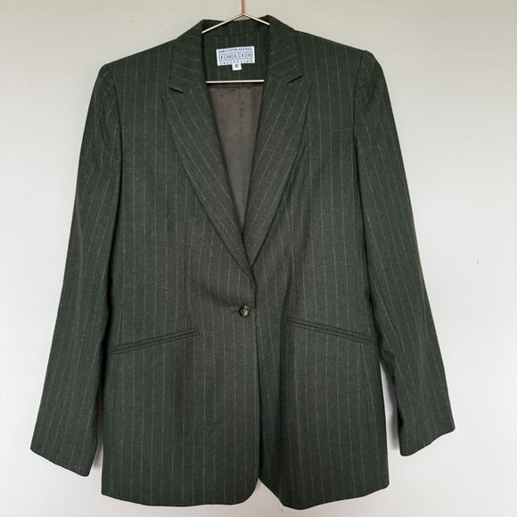 Saks Fifth Avenue Folio Women Blazer Set 6 Wool Two Piece Stripe Corpcore Office - Picture 3 of 10
